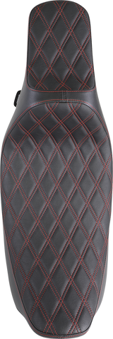 DRAG SPECIALTIES Extended Reach Predator III Seat - Double Diamond - Black w/ Red Thread NOT A 2-UP SEAT 8011371