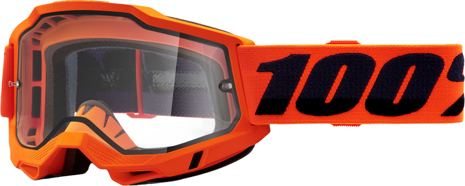 100% Accuri 2 Enduro Moto Goggle Neon Orange Clear Lens 50015-00004