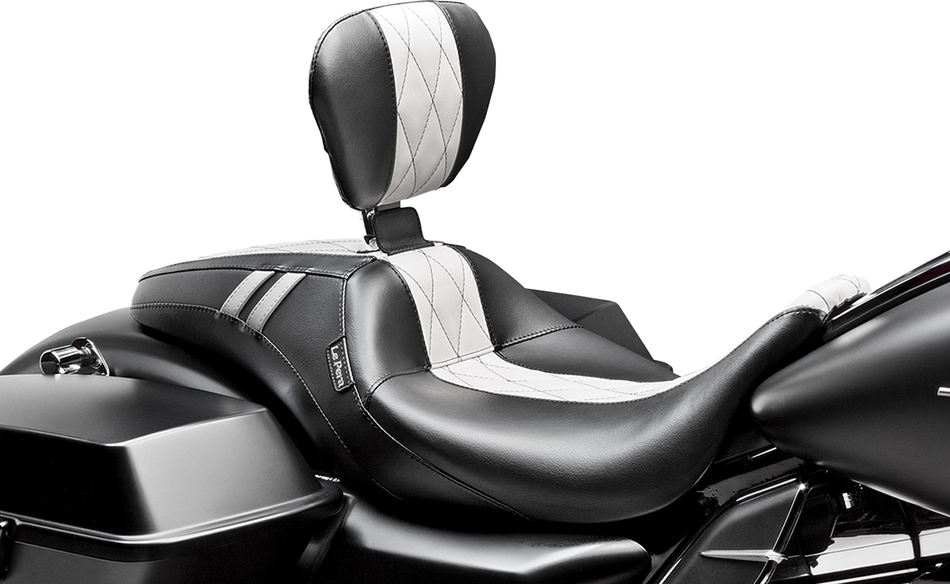 LE PERA Outcast GT Seat - Full-Length - With Backrest - Black Double Diamond W/White Inlay LK-987BRGTWDM
