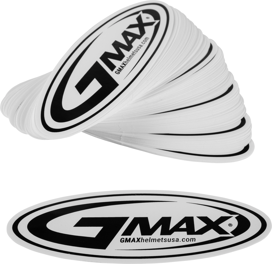 GMAX Sticker Gmax Helmets Logo Black/White 5" 100/Pk 72-9985