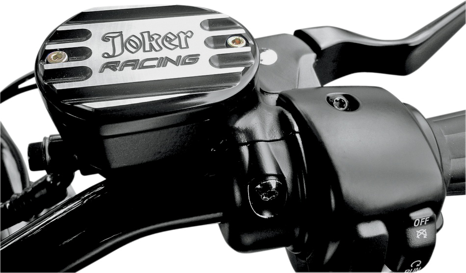 JOKER MACHINE Master Cylinder Cover - Brake - Front - Joker Logo - Black 10-381B