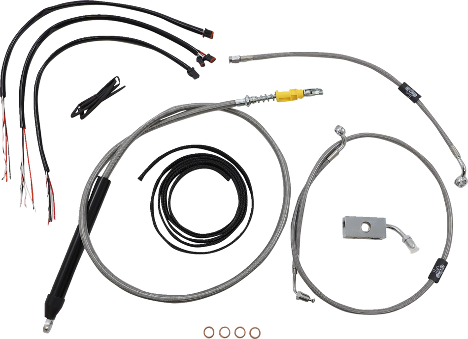 LA CHOPPERS Handlebar Cable/Brake Line Kit- Quick Connect - Complete - 18" - 20" Ape Hangers - Stainless LA-8155KT2-19