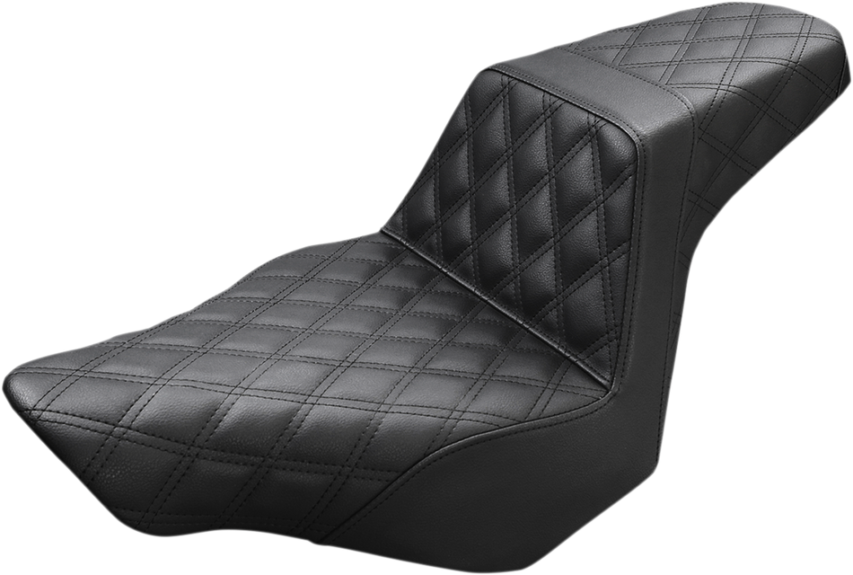 SADDLEMEN Step-Up Seat - Full Lattice Stitch - Black - FXSB 813-27-175