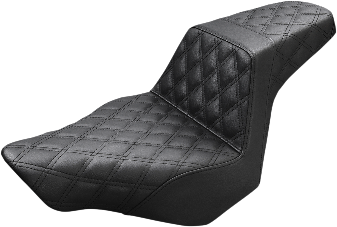 SADDLEMEN Step-Up Seat - Full Lattice Stitch - Black - FXSB 813-27-175