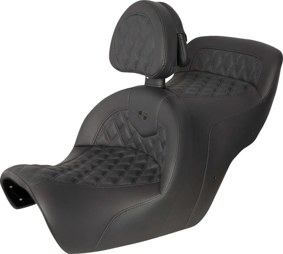 SADDLEMEN Seat - Roadsofa - With Backrest - Full Lattice Stitch - Black H88-07-182BR