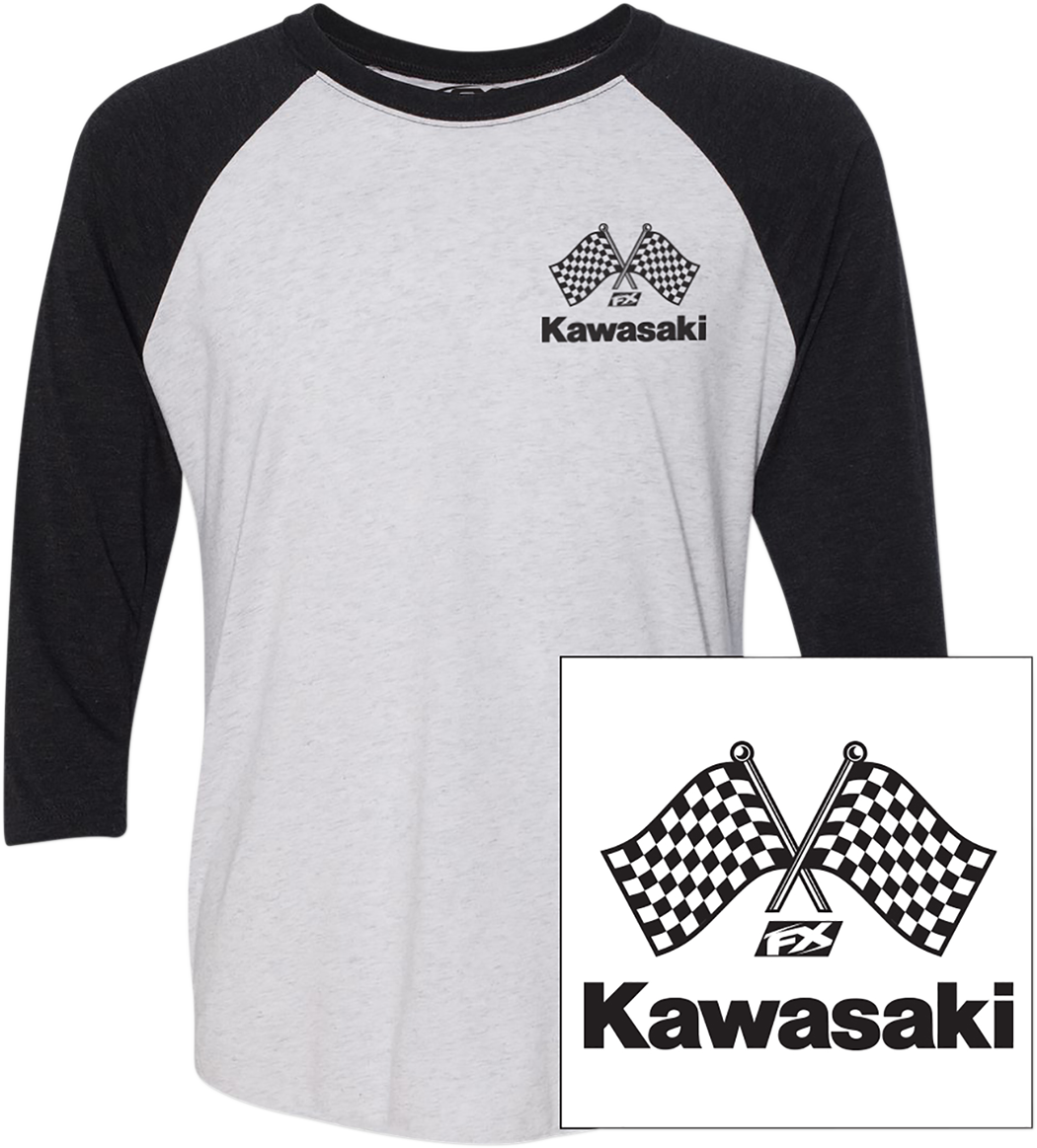 FACTORY EFFEX Kawasaki Finish Line Baseball T-Shirt - White/Black - Large 23-87124