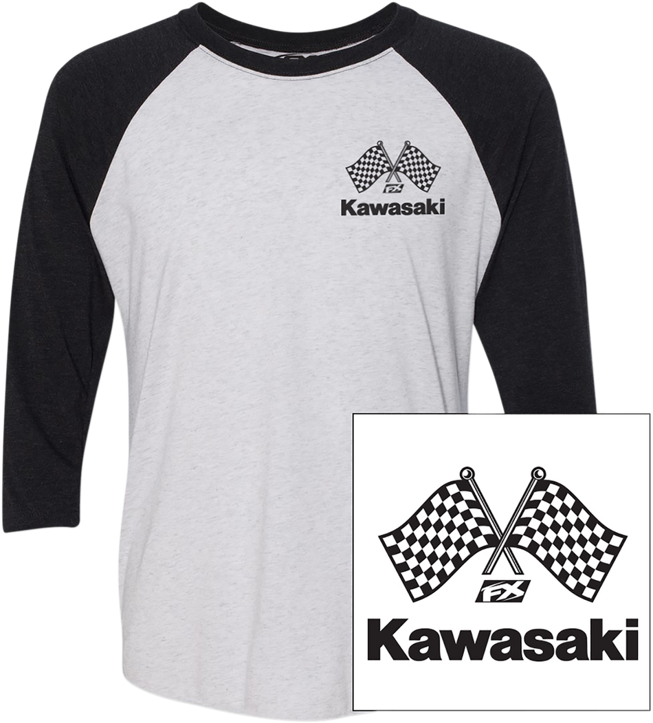 FACTORY EFFEX Kawasaki Finish Line Baseball T-Shirt - White/Black - 2XL 23-87128