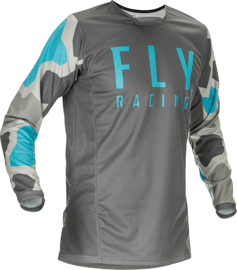 FLY RACING Youth Kinetic K221 Jersey Grey/Blue Yl 374-526YL