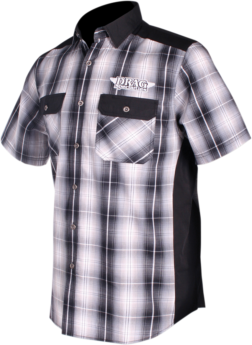 THROTTLE THREADS Drag Specialties Flannel Shirt - Black/White - 4XL DRG28S97GYB4R