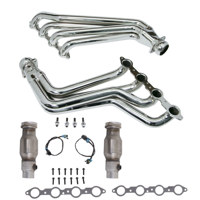 BBK 10-15 Camaro LS3 L99 Long Tube Exhaust Headers With Converters - 1-3/4 Chrome 4021