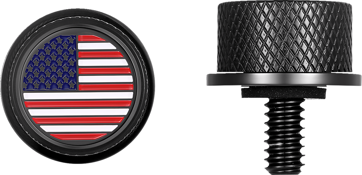 FIGURATI DESIGNS Seat Mounting Knob - Black - American Flag FD20-SEAT KN-BK