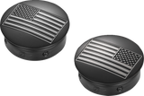 FIGURATI DESIGNS Swing Arm Covers - Black Contrast Cut American Flag - Custom - Reversed - Black FD26R-AF-CC-BK