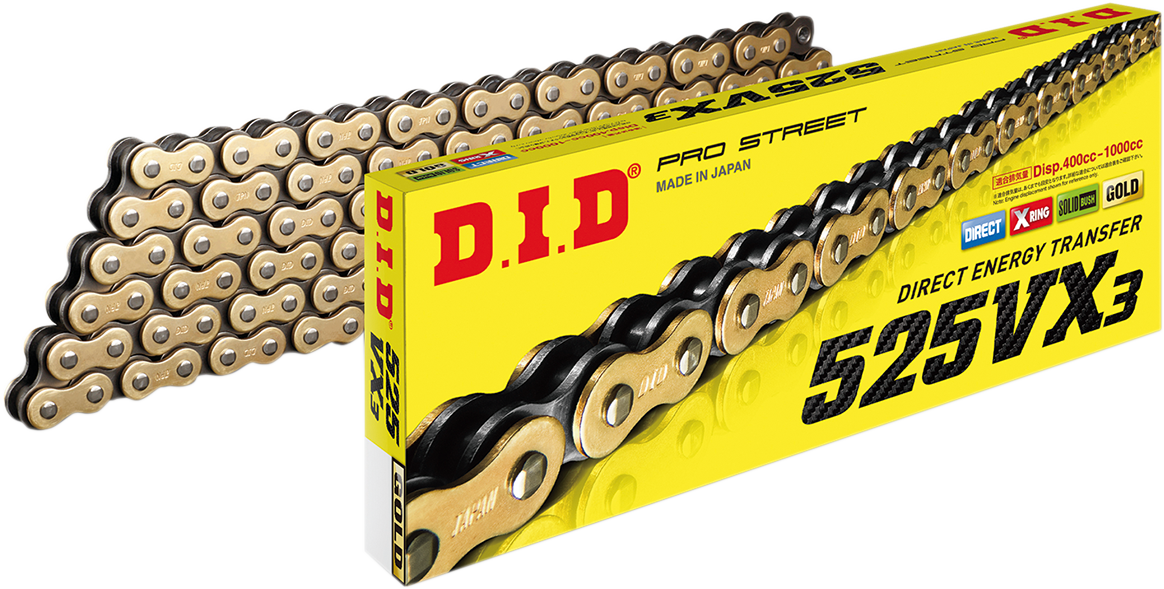 DID 525 VX3 - Drive Chain - Gold - 130 Links 525VX3GBX130ZB