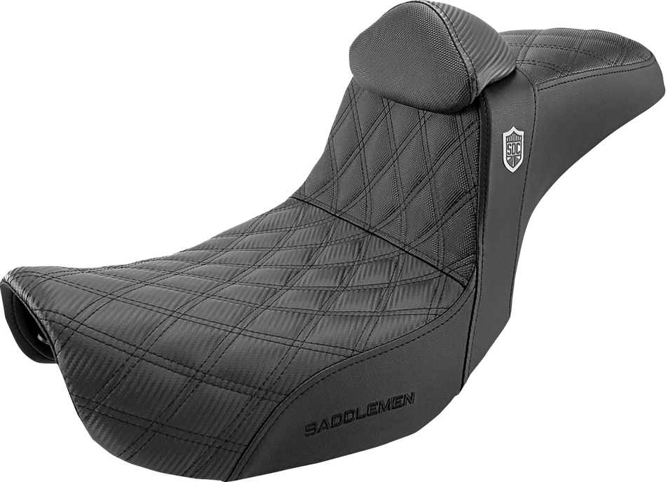 SADDLEMEN Seat - Pro Series SDC Performance With Backrest - Full Lattice Stitch/Lumbar Gripper - Black SC80604DBKRT