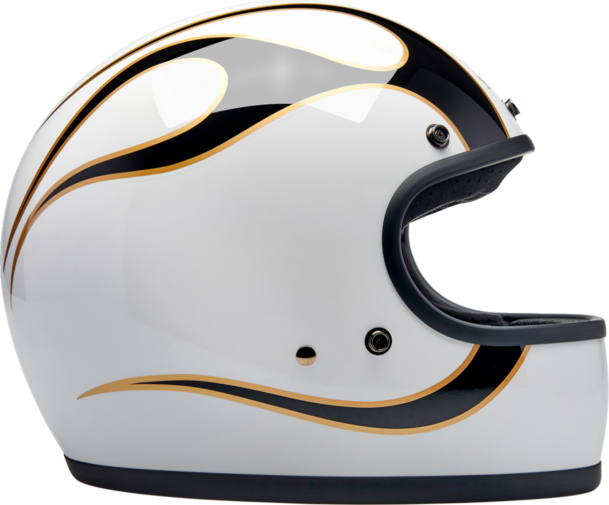 BILTWELL Gringo Helmet - Flames - White/Black - Medium 1002-561-503