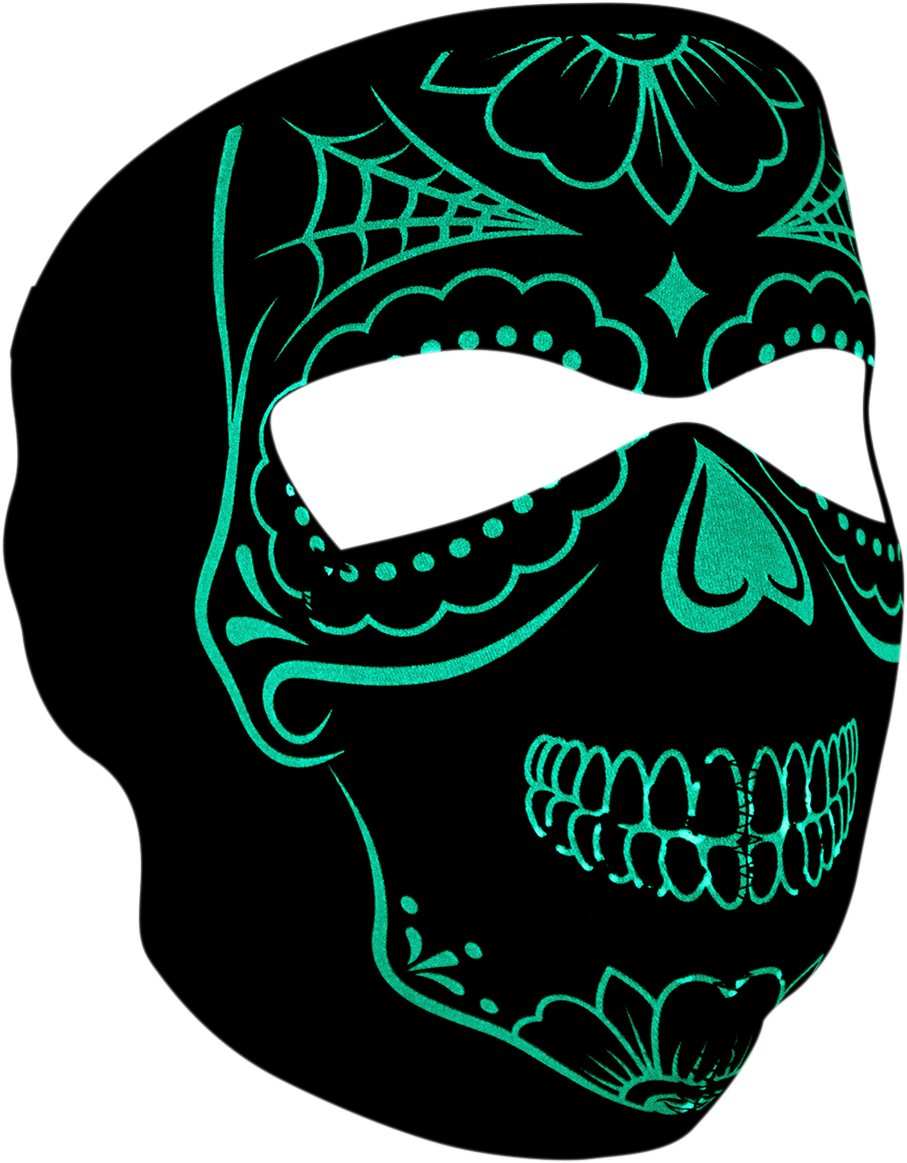 ZAN HEADGEAR Neoprene Face Mask - Calavera Glow In The Dark WNFM028G