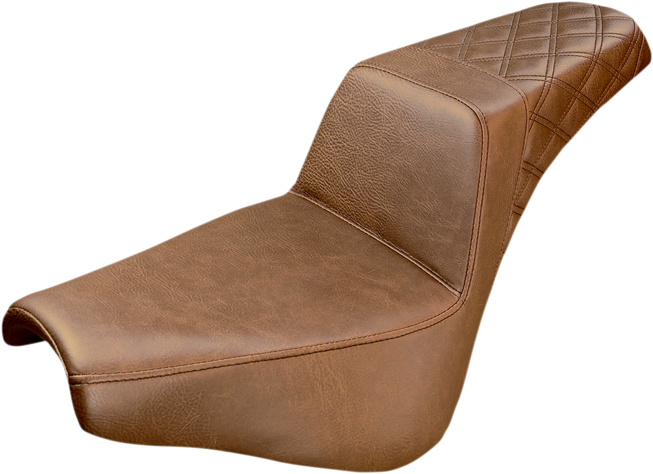 SADDLEMEN Step-Up Seat - Rear Lattice Stitch - Brown 818-30-173BR