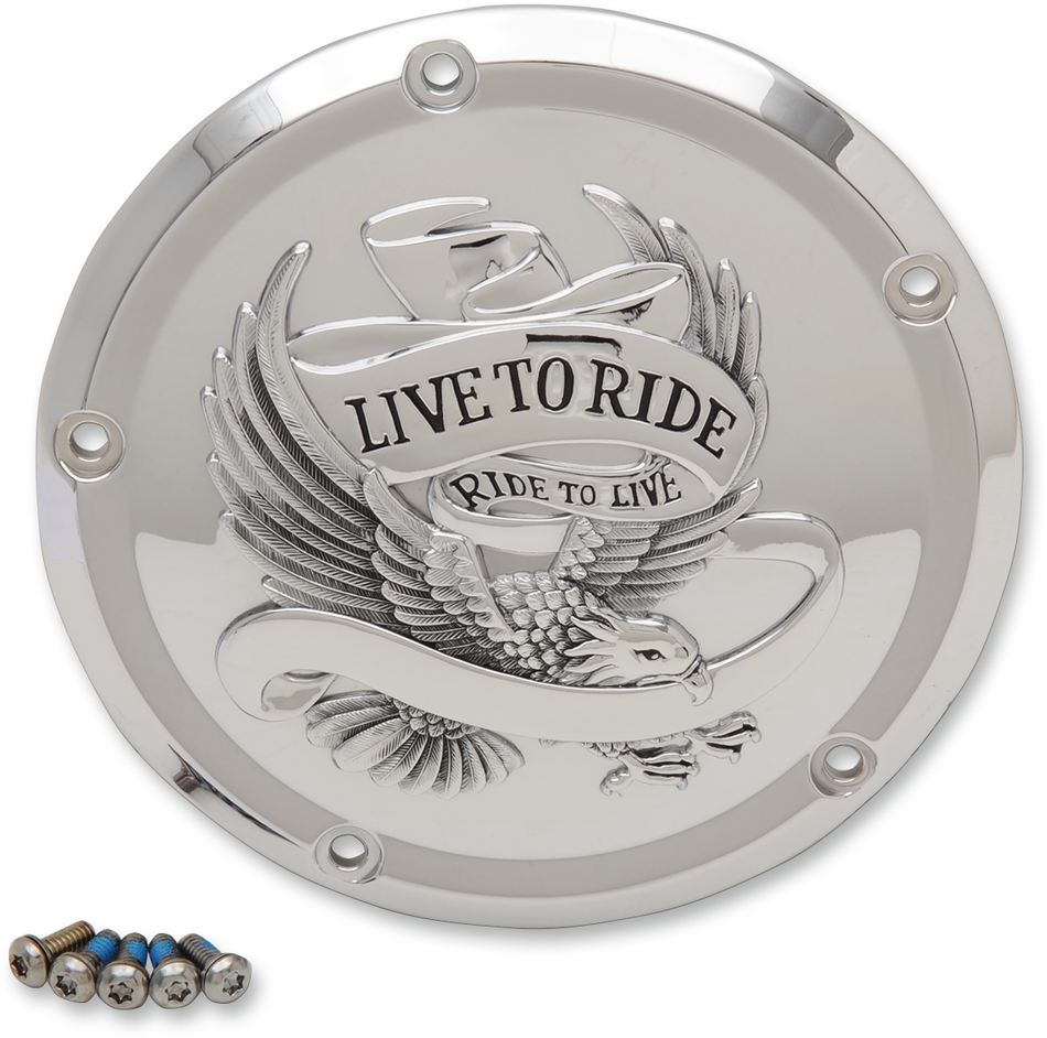 DRAG SPECIALTIES Live to Ride Derby Cover - 5-Hole - Chrome D33-0110CA