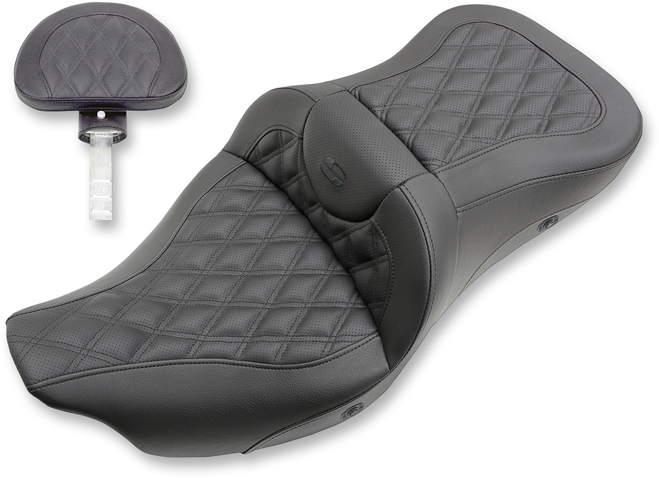 SADDLEMEN Extended Reach Road Sofa Seat - Lattice Stitched - Backrest - Heated - '08-'23 FL 808-07B-184BRHC