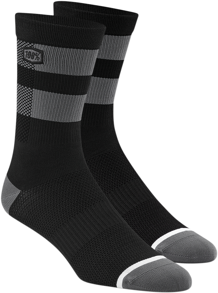 100% Flow Performance Socks - Black/Gray - Large/XL 20049-00003