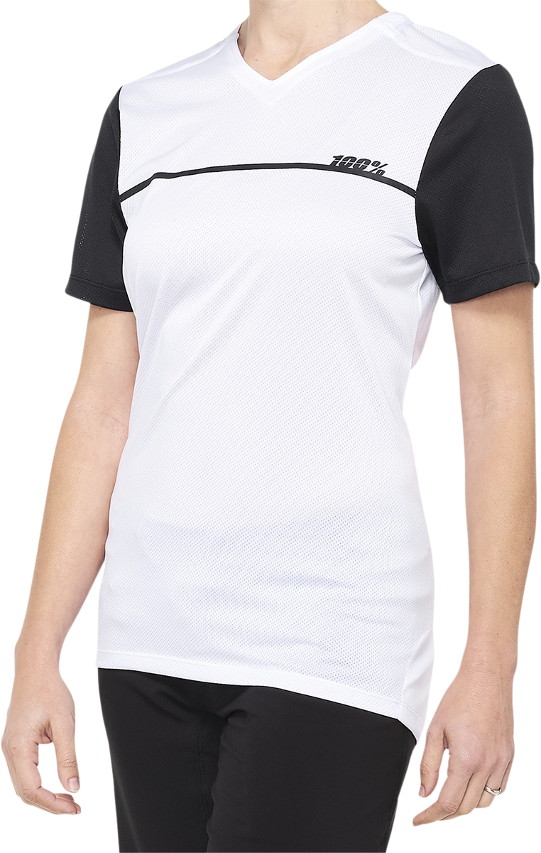 100% Women's Ridecamp Jersey - Short-Sleeve - White/Black - Small 40035-00010