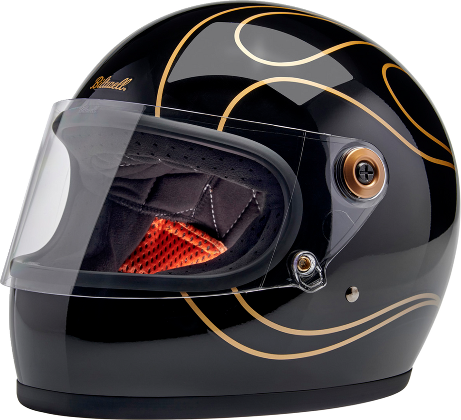 BILTWELL Gringo S Helmet - Gloss Black Flames - Medium 1003-567-503