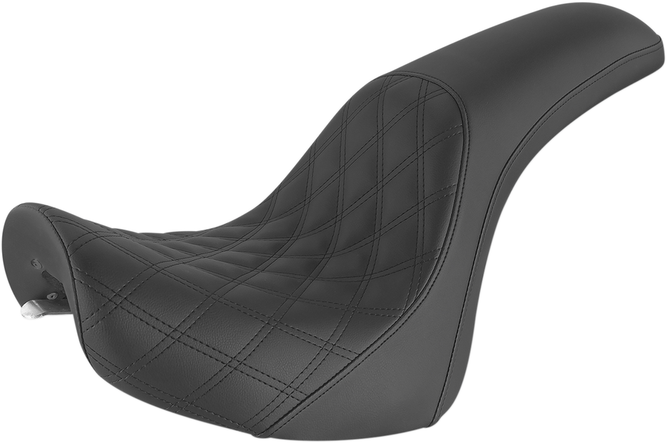 SADDLEMEN Profiler Seat - Front Lattice/Rear Smooth - Black - FXSTD 800-02-149