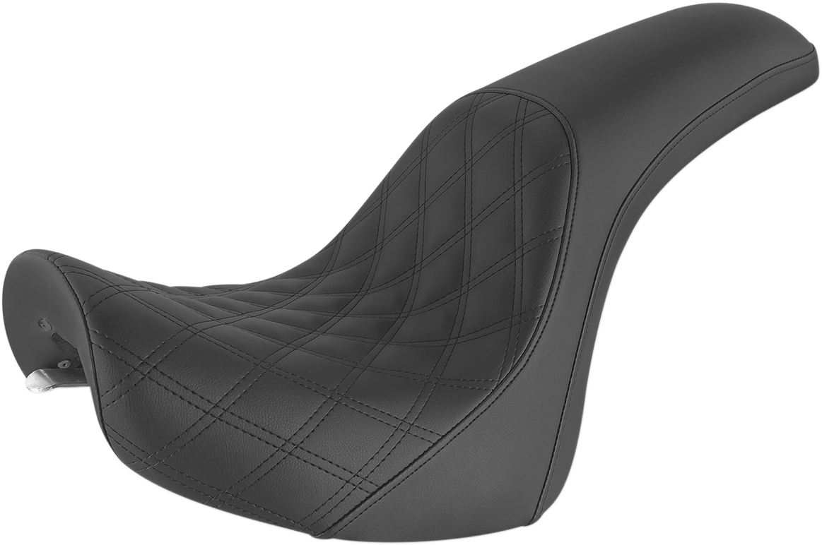 SADDLEMEN Profiler Seat - Front Lattice/Rear Smooth - Black - FXSTD 800-02-149