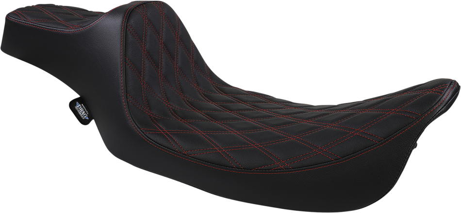 DRAG SPECIALTIES Extended Reach Predator III Seat - Double Diamond - Black w/ Red Thread NOT A 2-UP SEAT 8011371