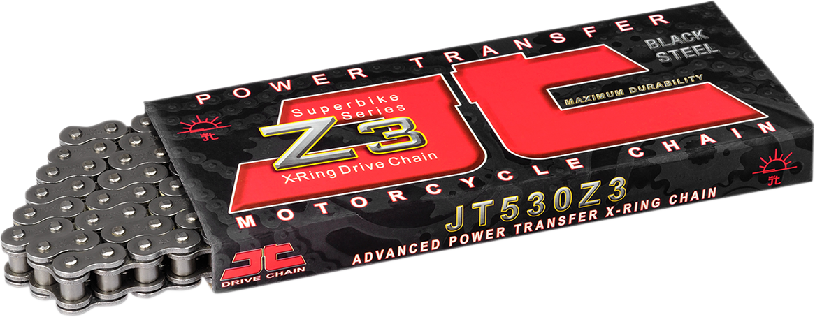 JT CHAINS 530 Z3 - Servicio pesado - Cadena de transmisión sellada con anillo X - 108 eslabones JTC530Z3108RL 