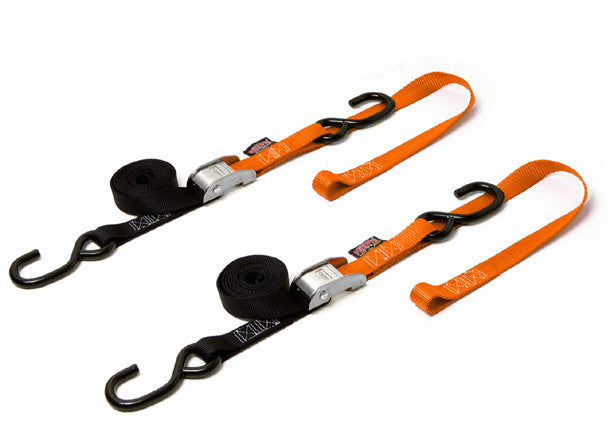POWERTYE Tie-Down Cam S-Hook Soft-Tye 1"X6' Black/Orange Pair 23629LOGO
