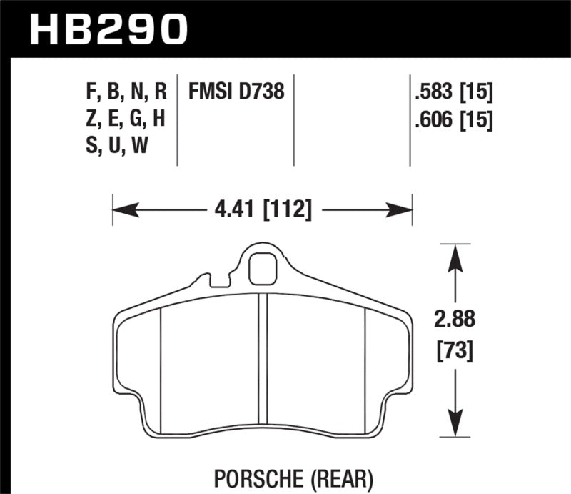 Hawk Porsche HPS Street Rear Brake Pads KHB290F.583