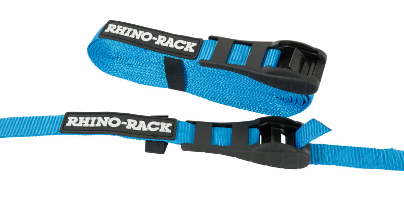 Rhino-Rack Rapid Tie Down Straps w/Buckle Protector - 5.5m/18ft - Pair - Blue RTD55P