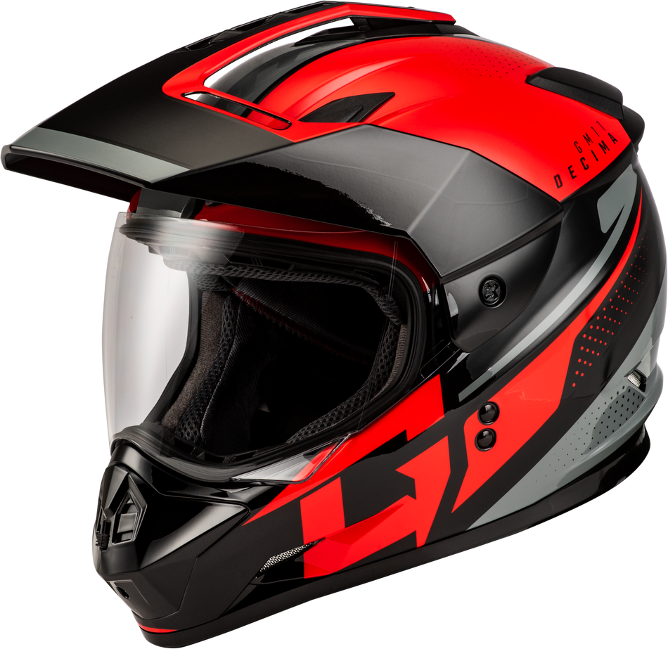 GMAX Gm-11 Decima Helmet Black/Red/Grey 3x A11161209
