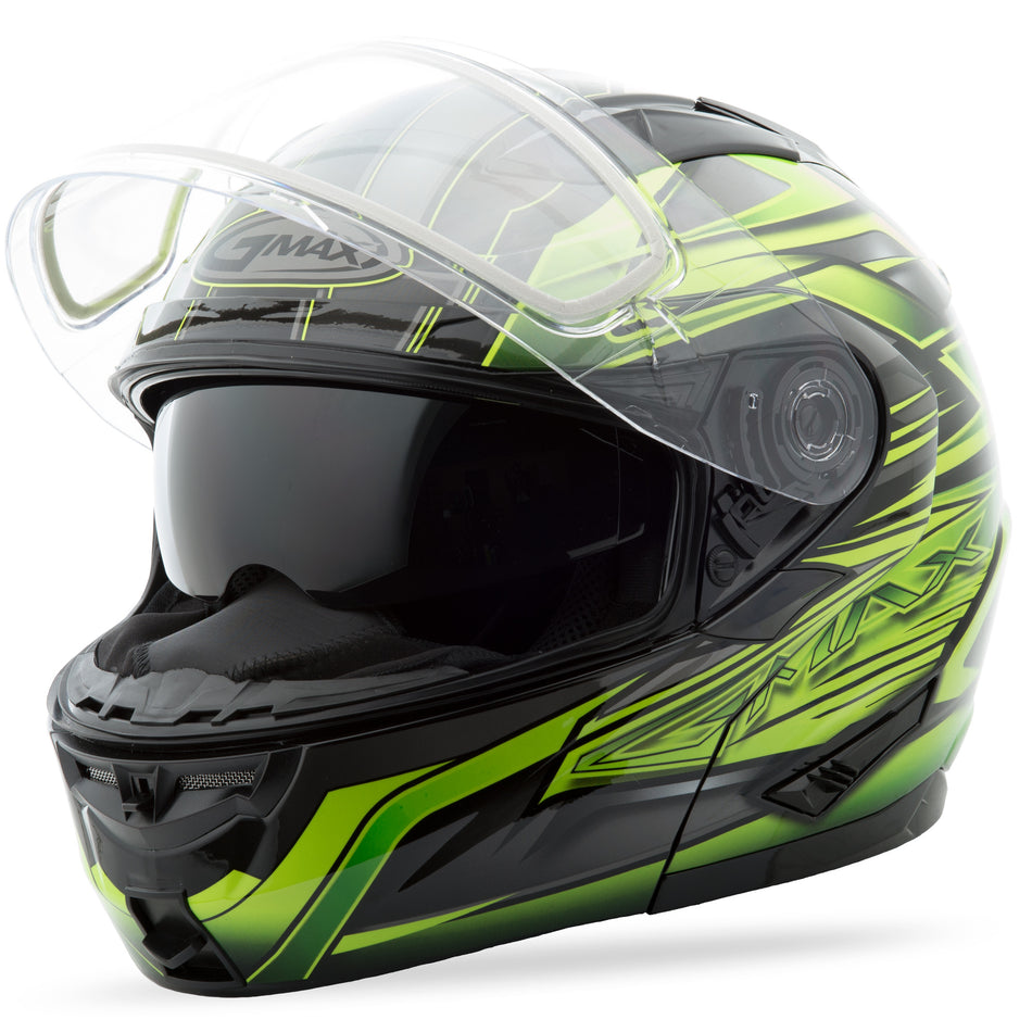 GMAX Gm-64s Modular Carbide Snow Helmet Black/Green 3x G2641229 TC-3
