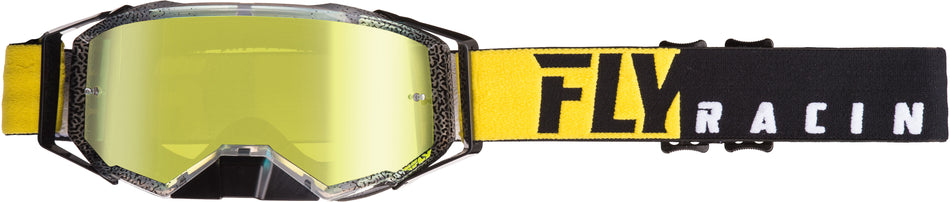 FLY RACING Zone Pro Goggle Black/Yellow W/Gold Mirror Lens W/Post FLA-020