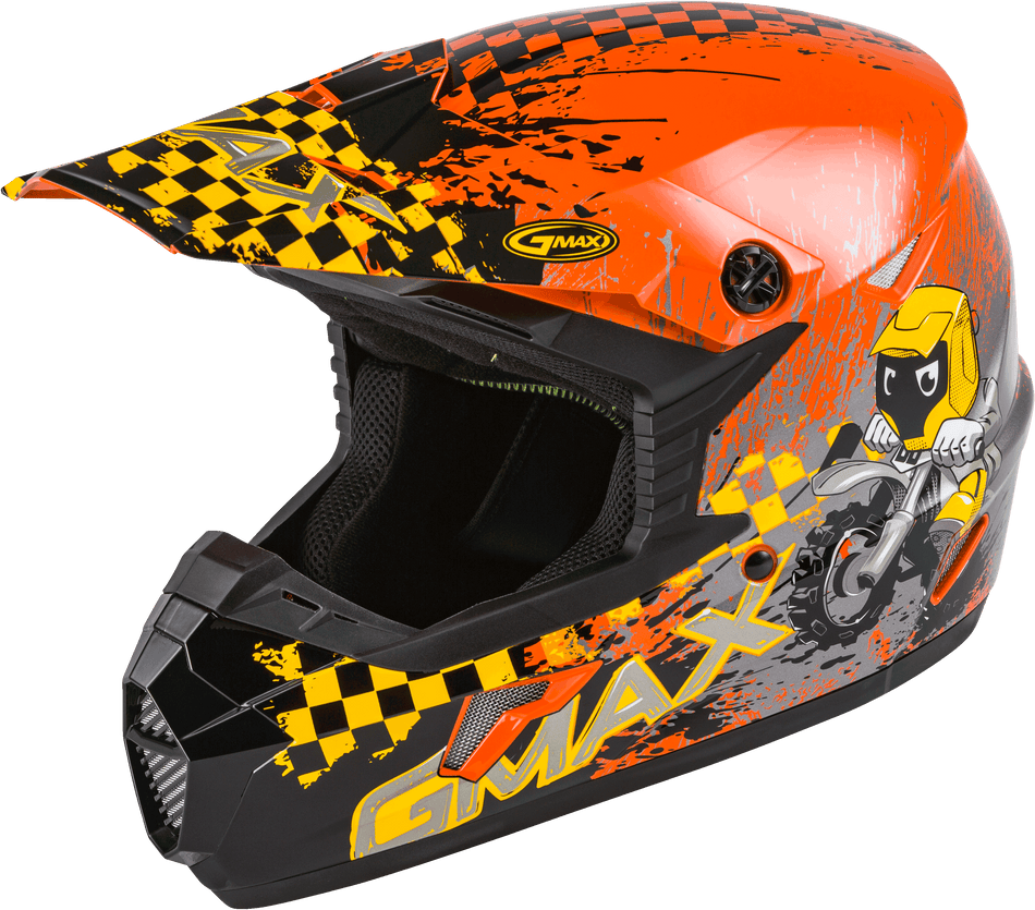 GMAX Youth Mx-46y Off-Road Anim8 Helmet Orange/Yellow/Silver Yl G3461272