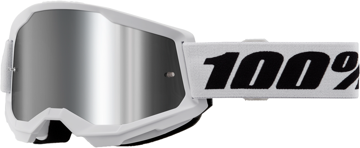 100% Strata 2 Goggle White Mirror Silver Lens 50028-00019