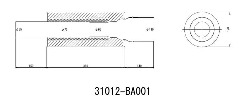 HKS Universal Carbon-Ti Cat-back Exhaust - 170mm Shell/75mm Diameter 31012-BA001