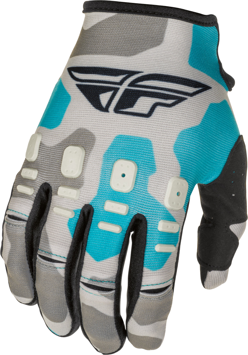 FLY RACING Youth Kinetic K221 Gloves Grey/Blue Sz 04 374-51604