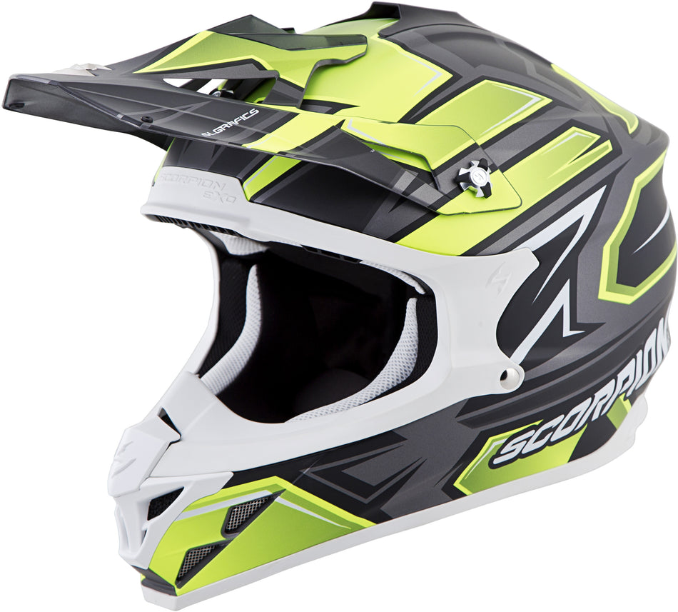SCORPION EXO Vx-35 Off-Road Helmet Finnex Silver/Neon Md 35-3104
