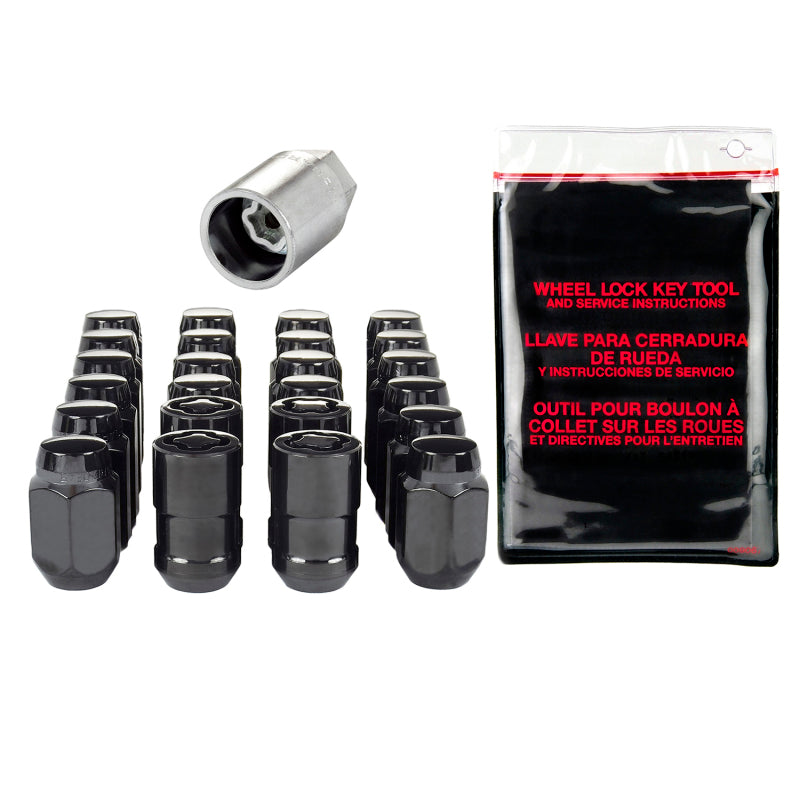 McGard 6 Lug Hex Install Kit w/Locks (Cone Seat Nut) M12X1.5 / 13/16 Hex / 1.5in. Length - Black 84658