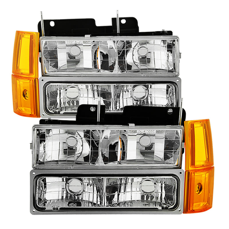 Xtune GMC Yukon 94-99 Headlights w/ Corner & Parking Lights 8pcs Sets -Chrome HD-JH-GCK94-AM-C-SET 9034435