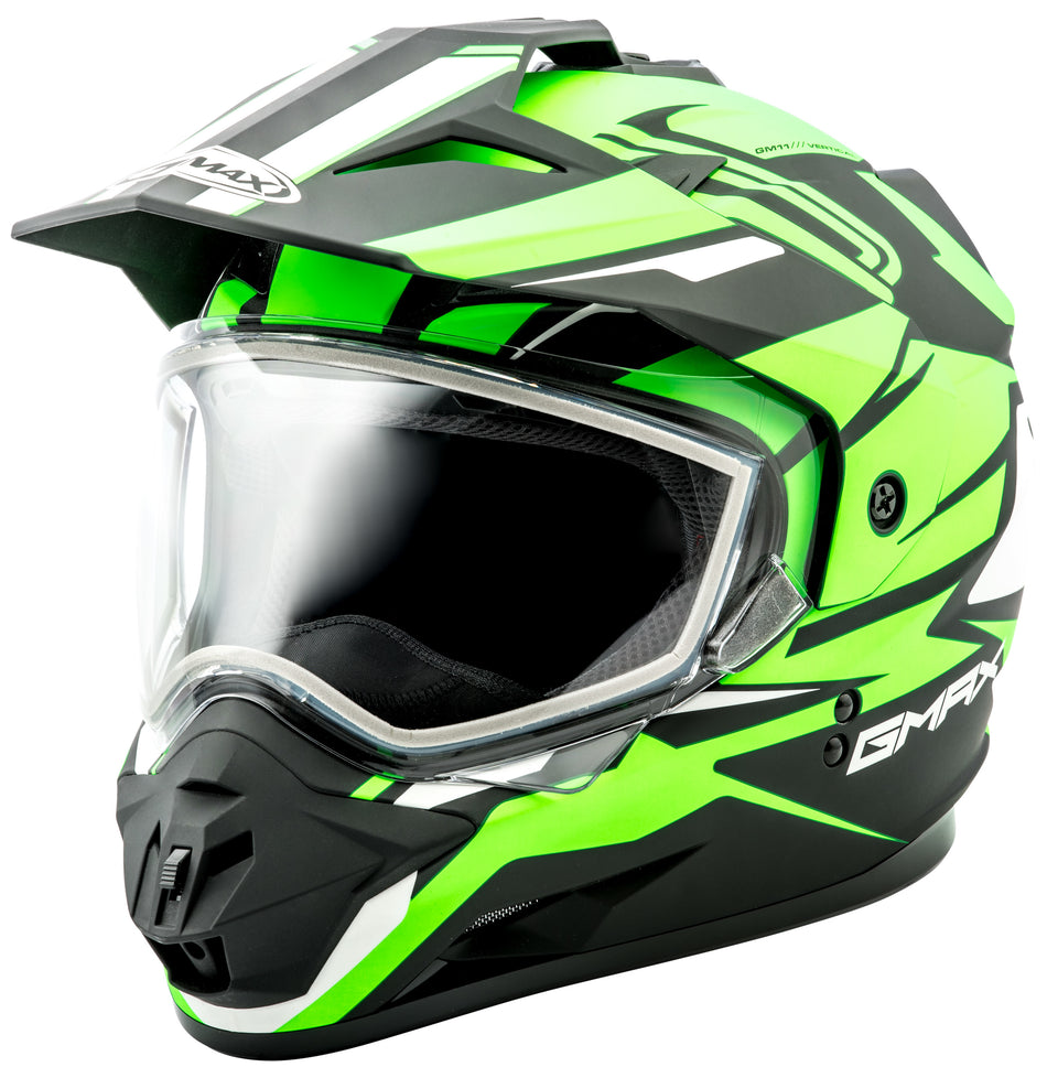 GMAX Gm-11s Dual-Sport Vertical Snow Helmet Blk/Neon Green Xs G2111673 F.TC-23