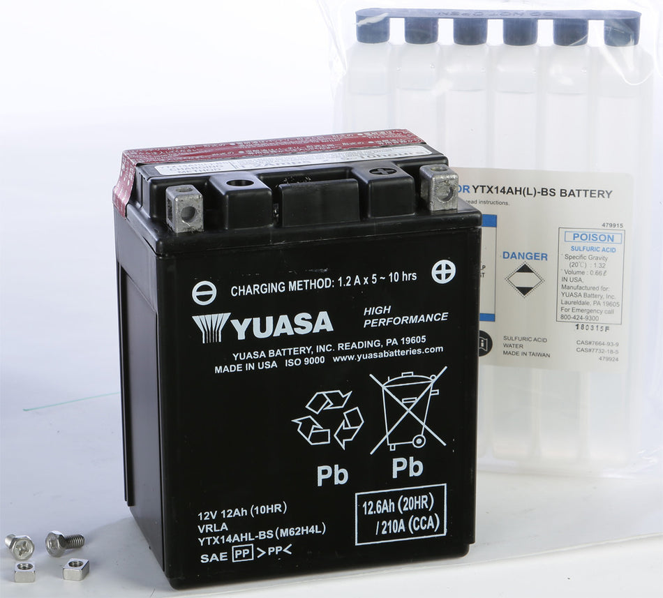 YUASA Battery Ytx14ahl-Bs Maintenance Free YUAM62H4L