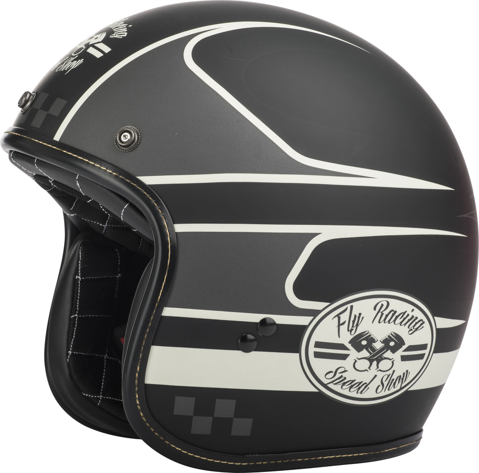 FLY RACING .38 Wrench Helmet Black/Vintage White Lg 73-8238-7