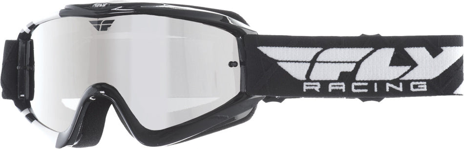 FLY RACING Zone Goggle Black/White W/ Chrome/Smoke Lens 37-3021