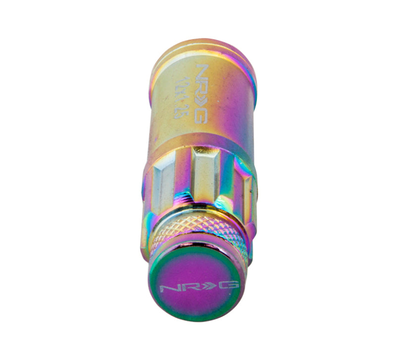 NRG 700 Series M12 X 1.5 Steel Lug Nut w/Dust Cap Cover Set 21 Pc w/Locks & Lock Socket - Neochrome LN-LS700MC-21