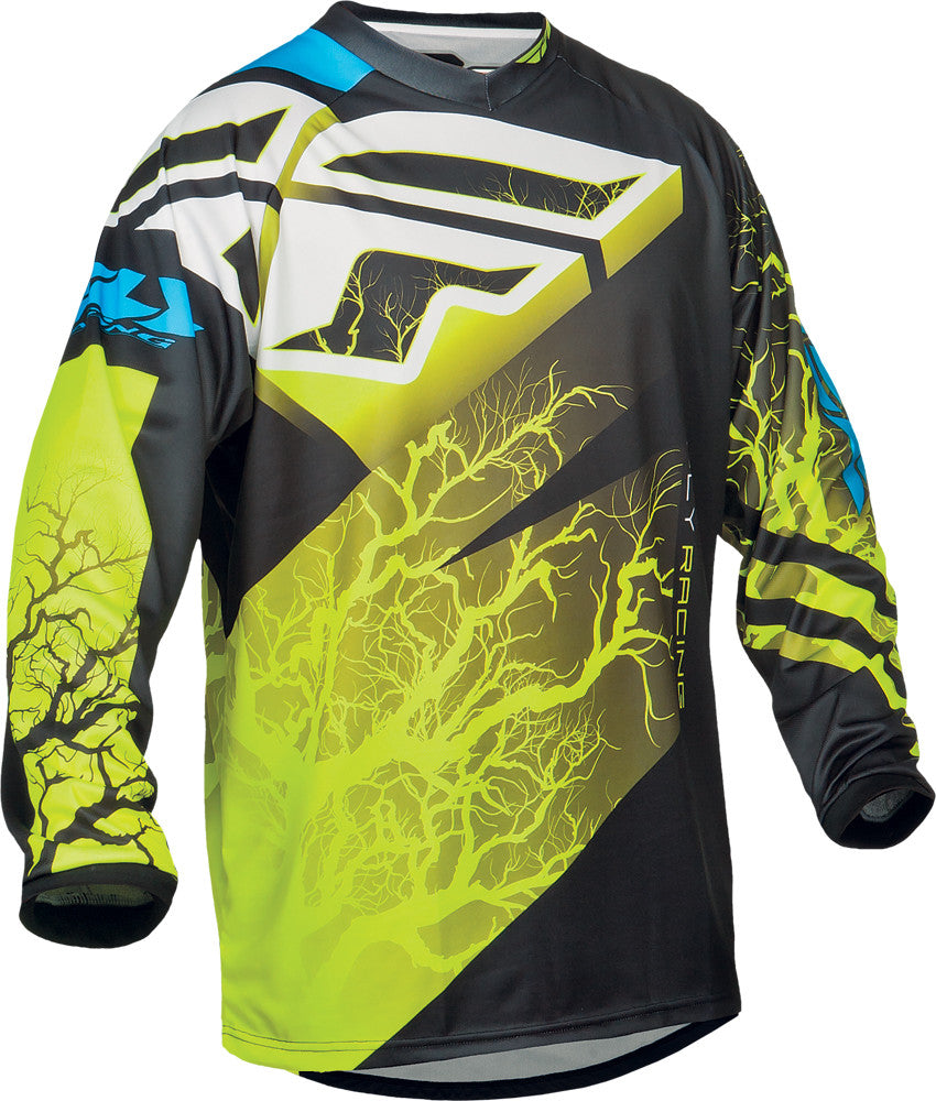 FLY RACING F-16 Jersey Black/Hi-Vis/Blue Ym 367-929YM