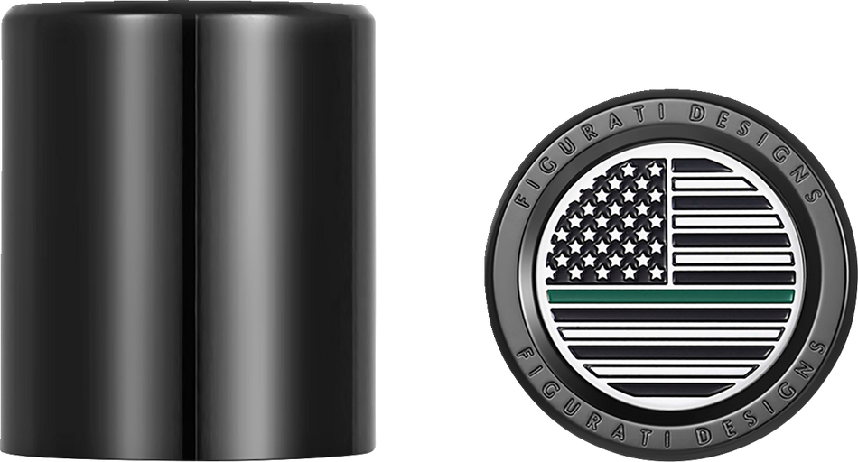 FIGURATI DESIGNS Docking Hardware Covers - American Flag - Green Line - Short - Black FD72-DC-2530-BK